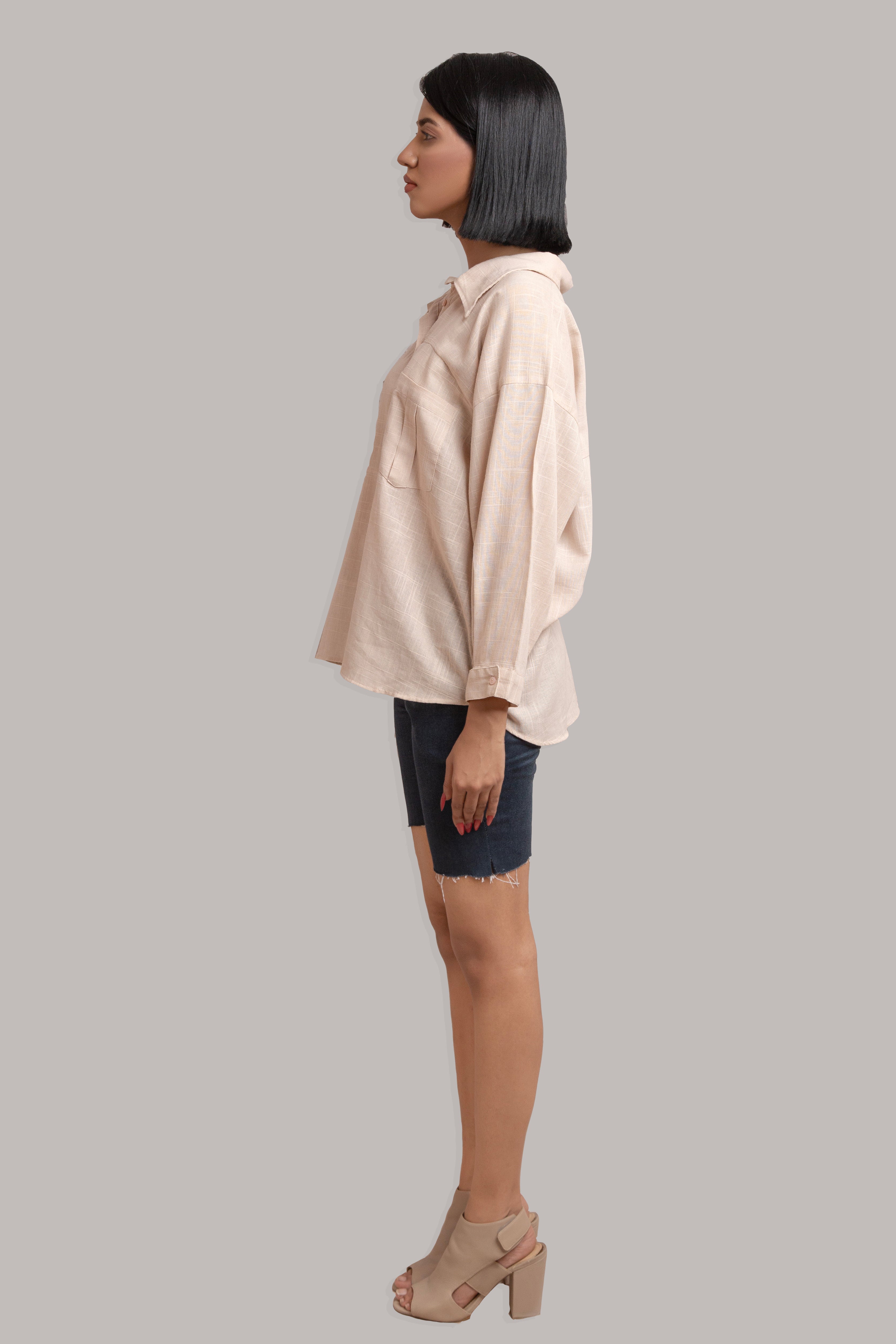 Buttoned Front Open Shirt-Corel Pink