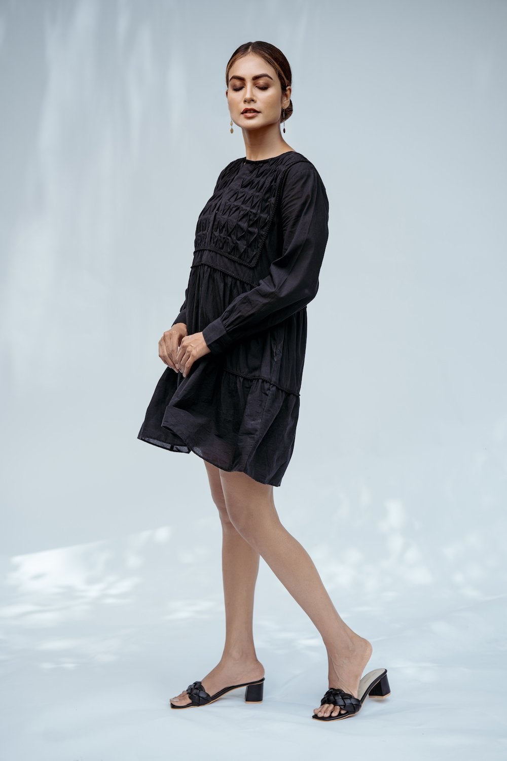 Textured Mini Dress - Black