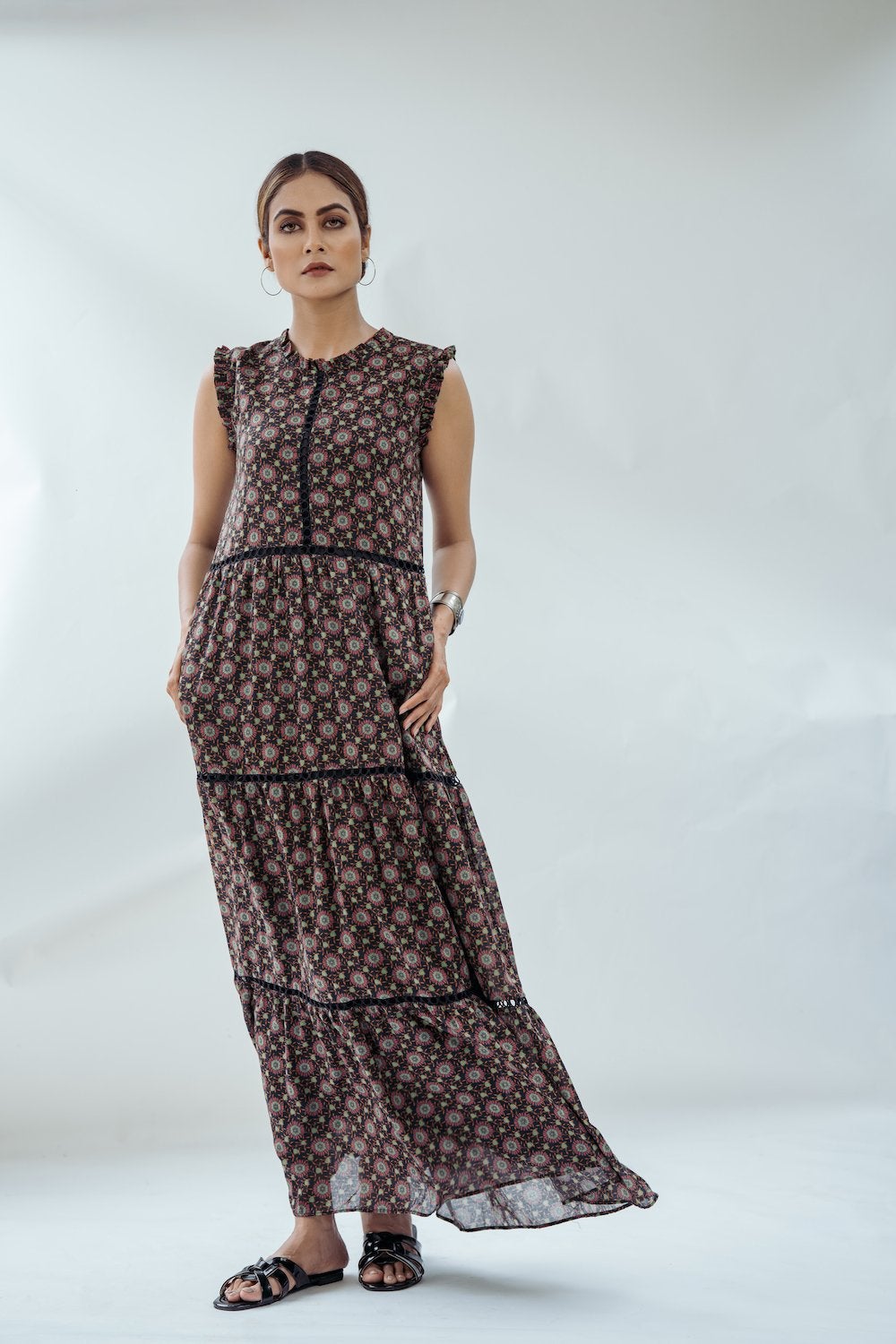 Sleeveless Maxi Dress - Printed