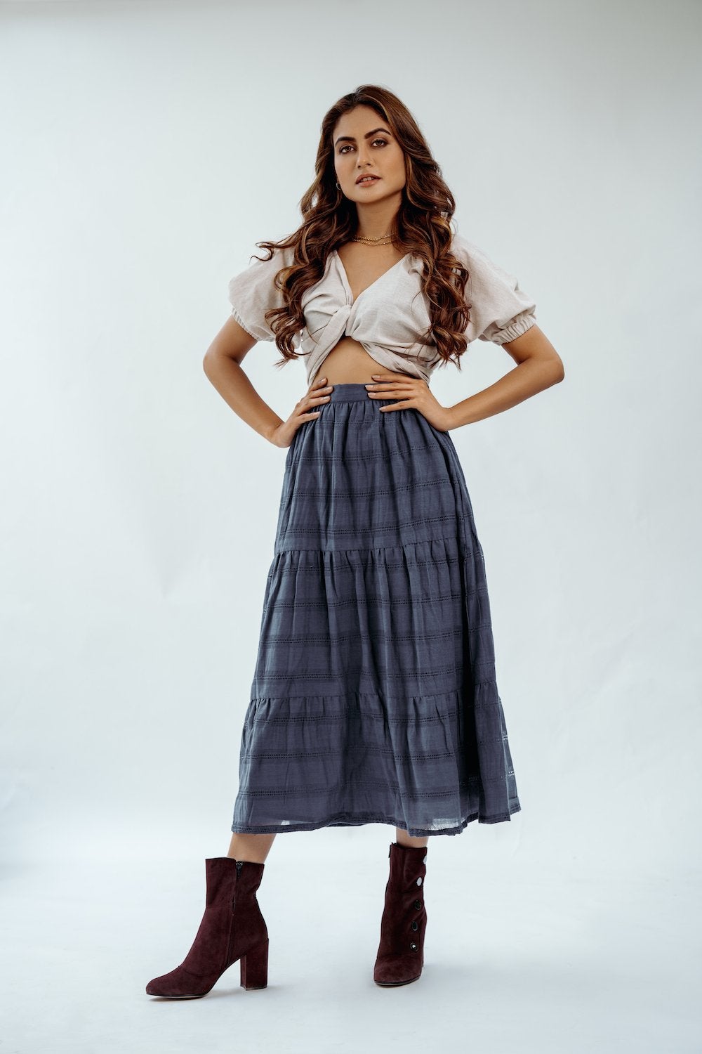 Bohemian Ruffle Skirt - Indigo