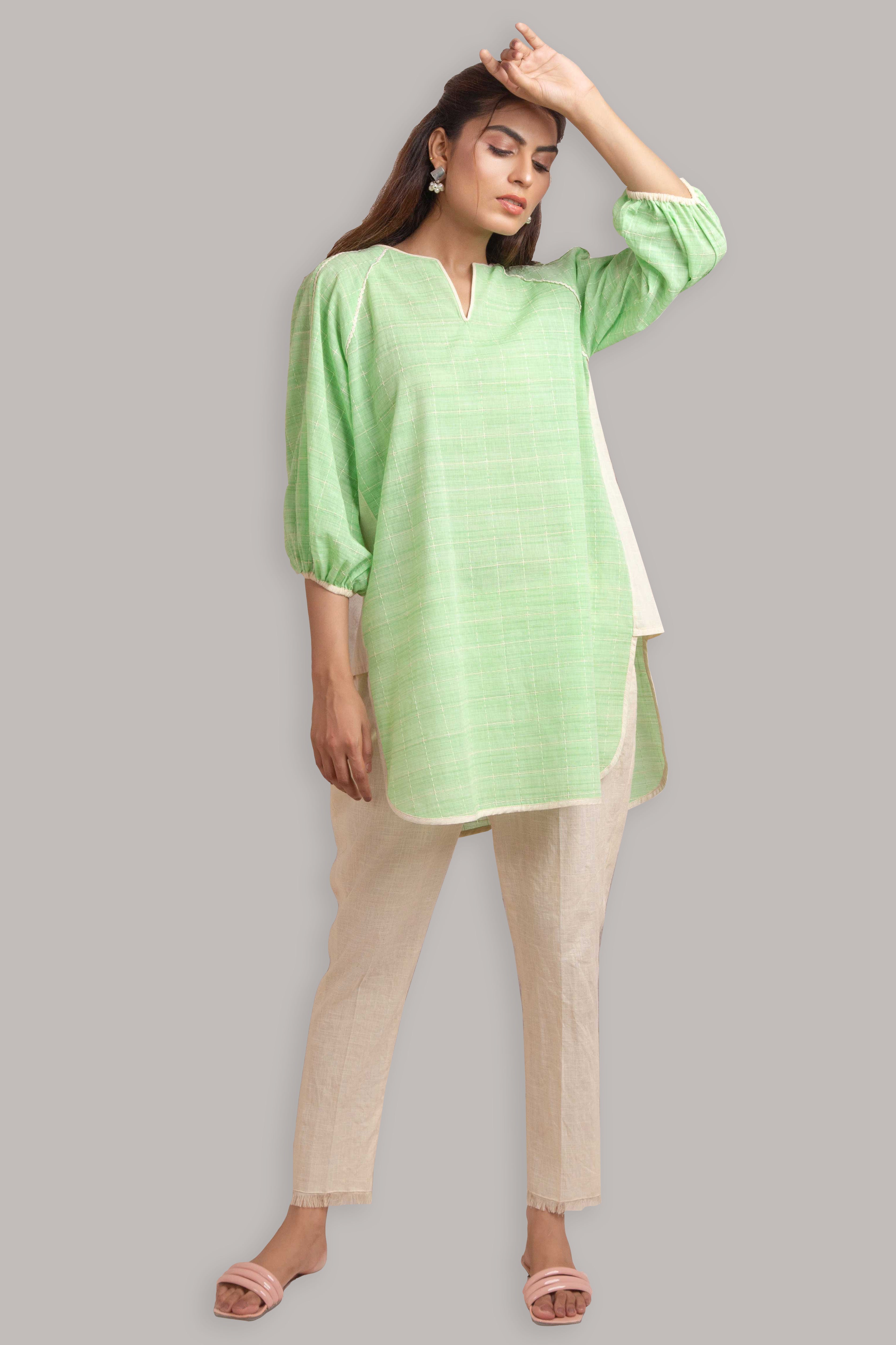 Puffy Sleeves Kurta with Trouser (2 Piece Set)