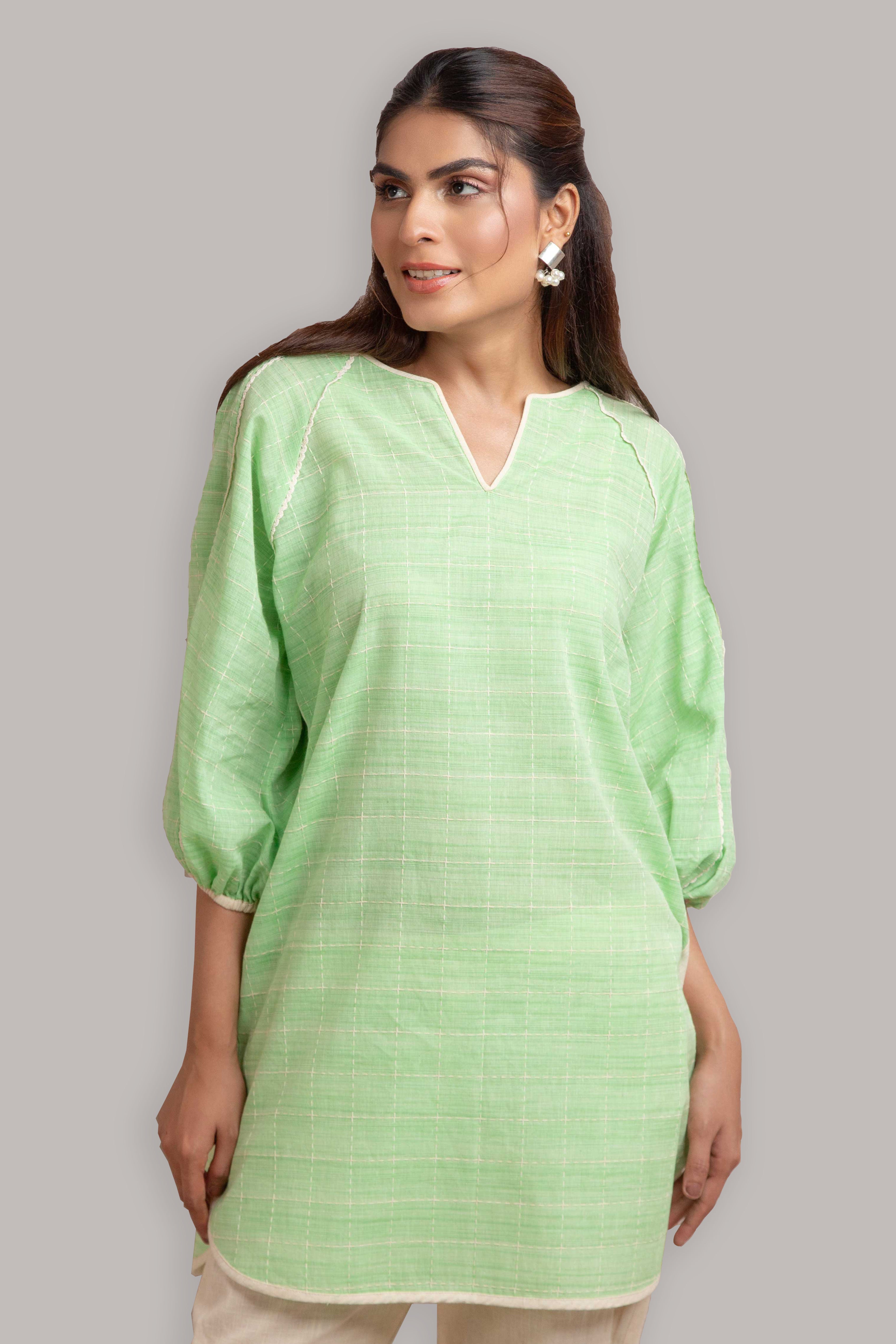 Puffy Sleeves Kurta with Trouser (2 Piece Set)