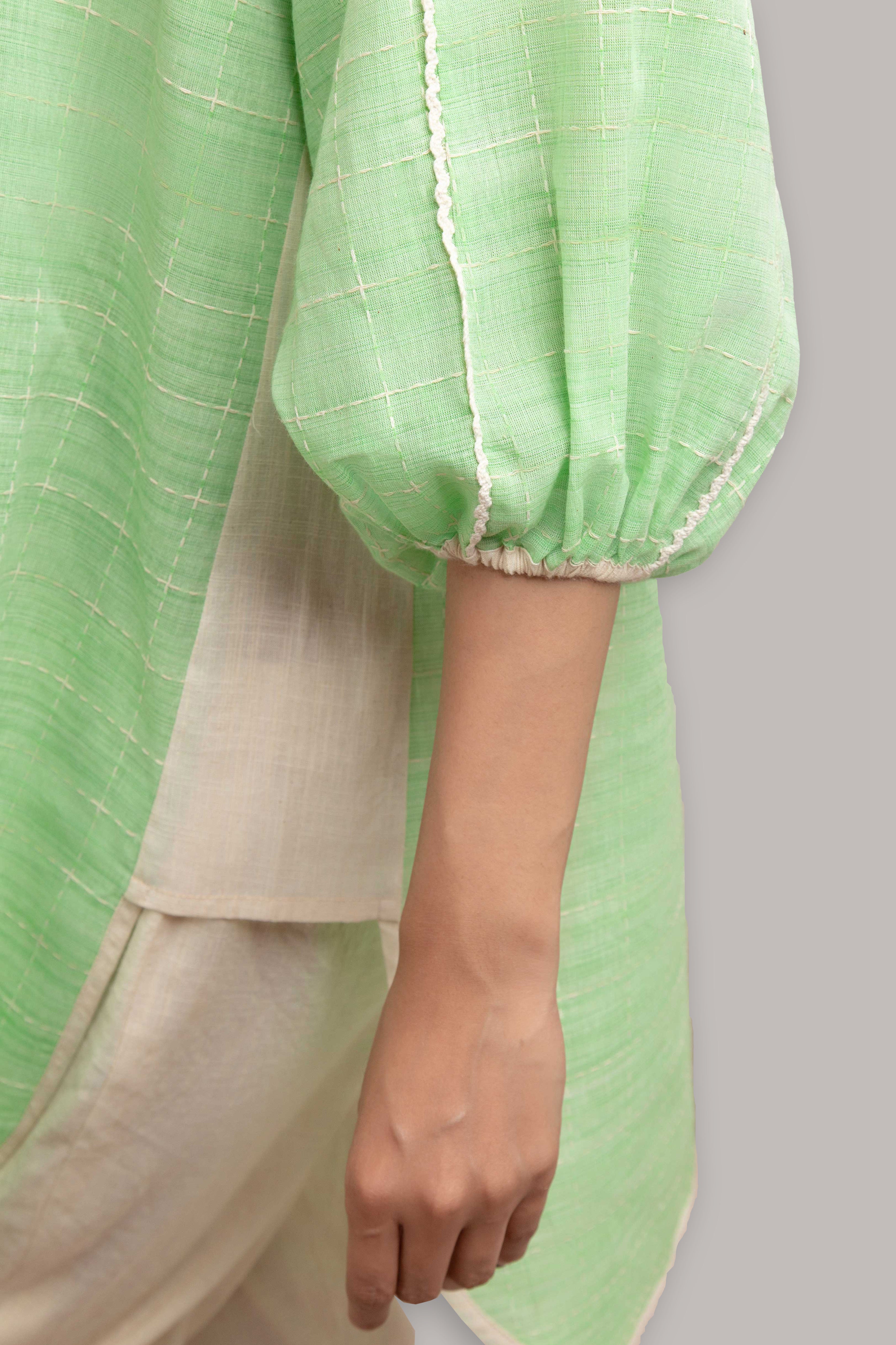 Puffy Sleeves Kurta with Trouser (2 Piece Set)