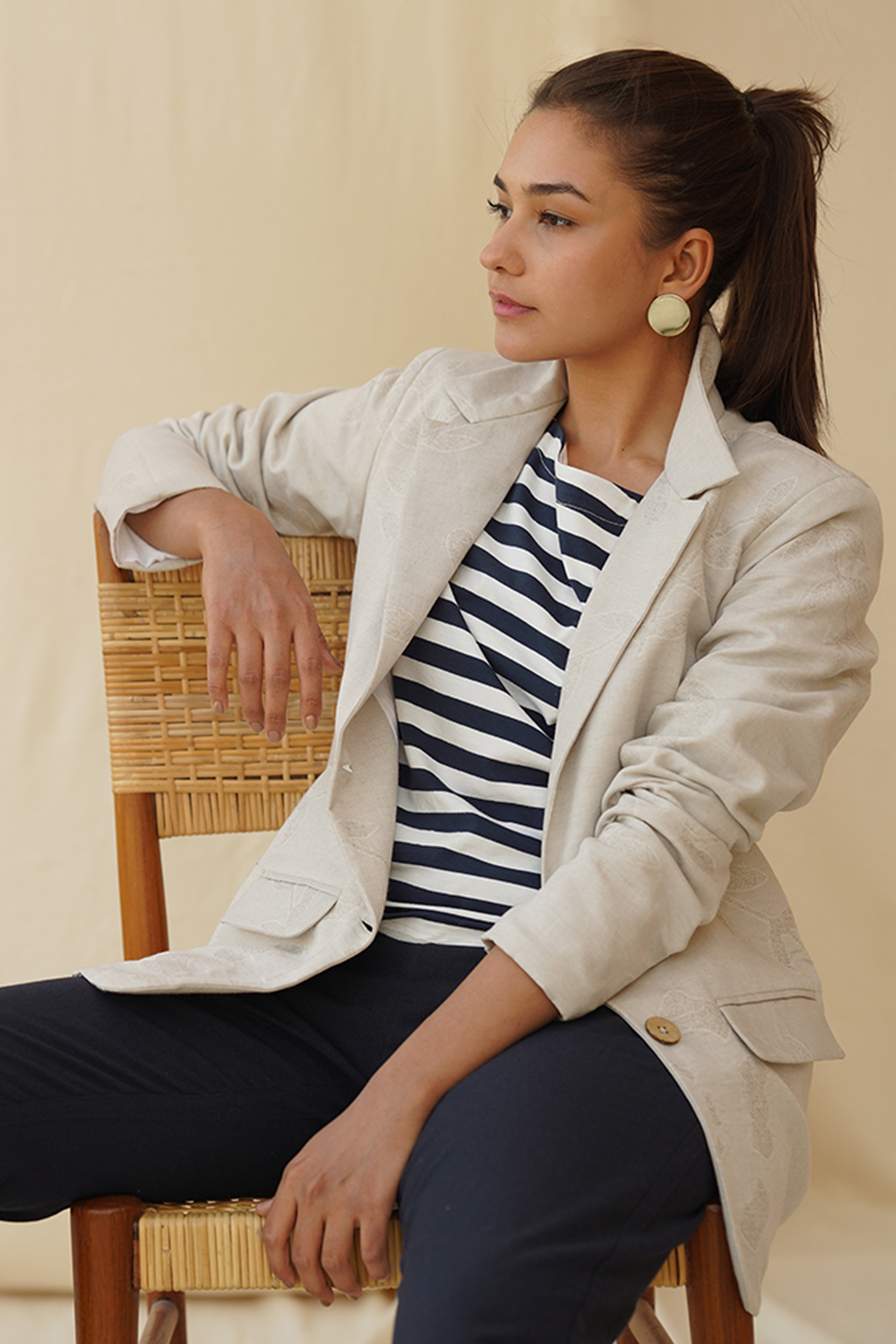 Classic Blazer - Textured Ivory