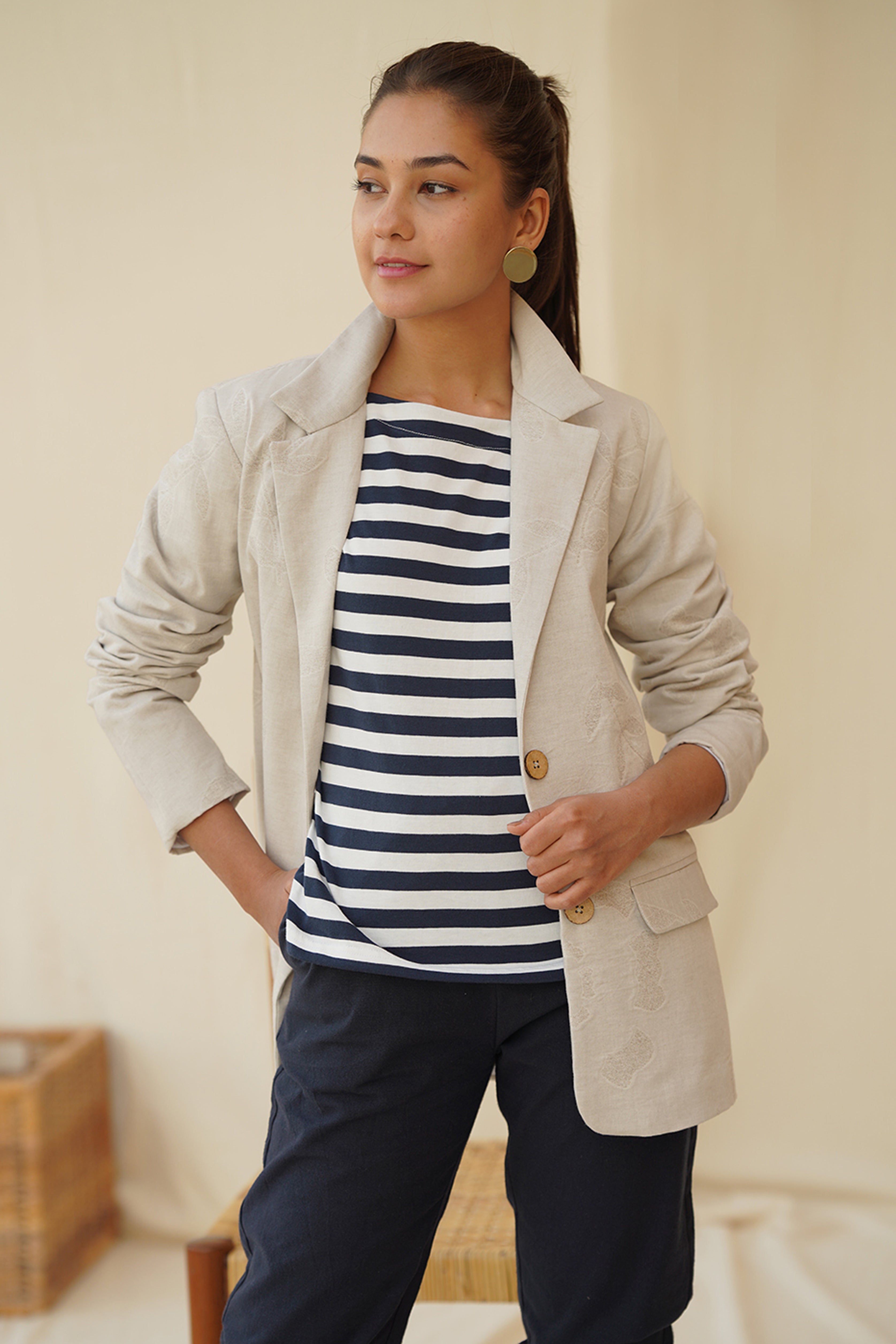 Classic Blazer - Textured Ivory